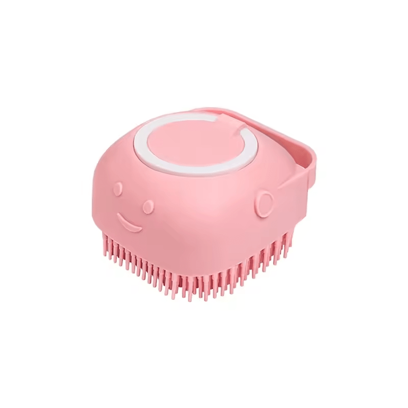 Dog Bath Brush with Built-in Shampoo Dispenser – Silicone Grooming Tool