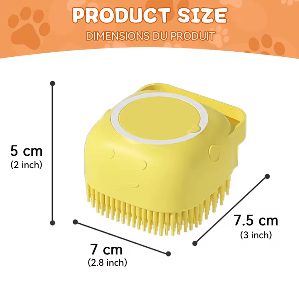 Dog Bath Brush with Built-in Shampoo Dispenser – Silicone Grooming Tool