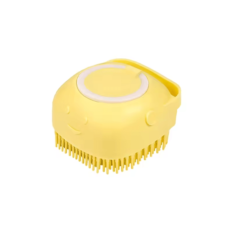 Dog Bath Brush with Built-in Shampoo Dispenser – Silicone Grooming Tool
